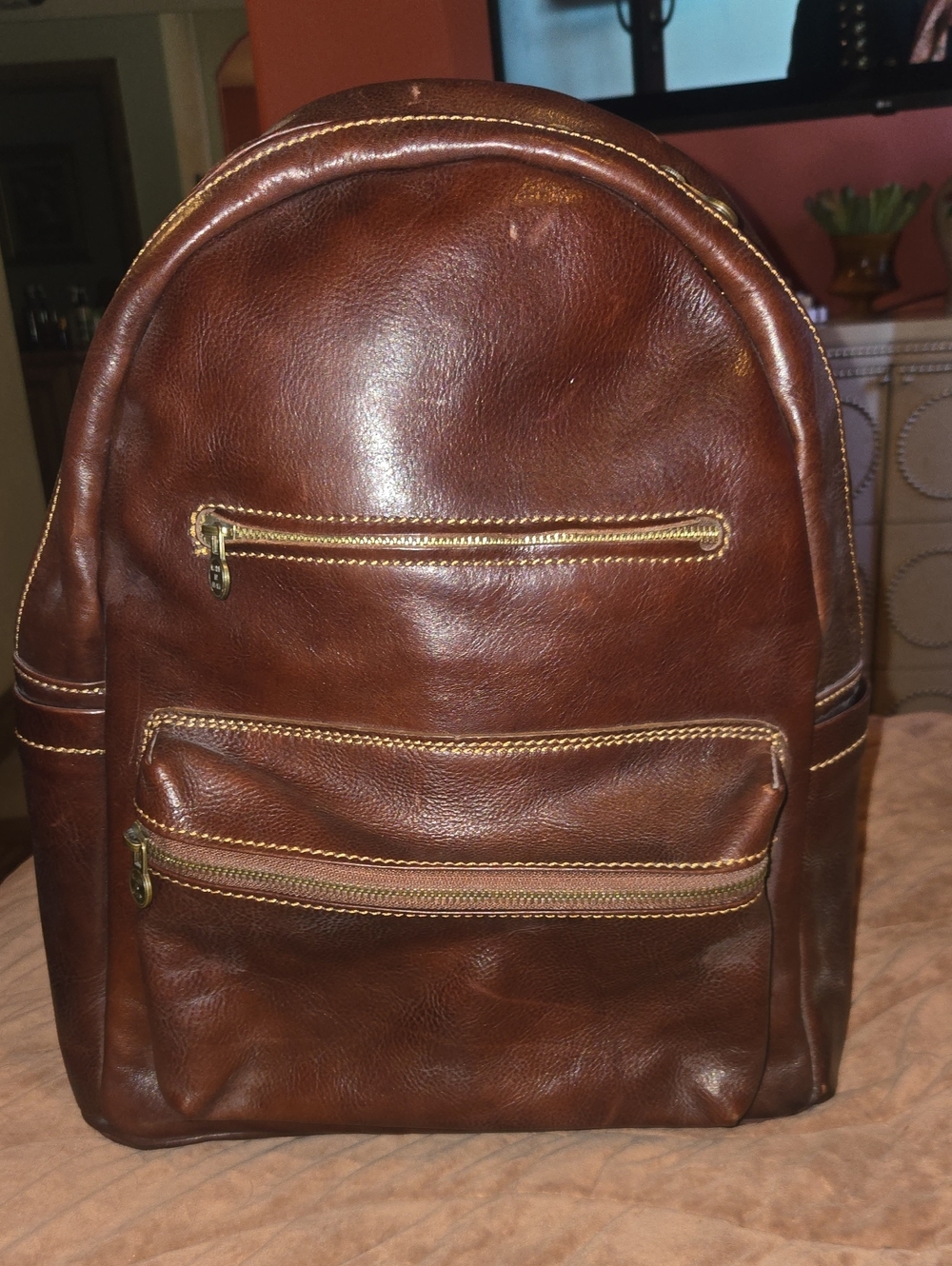 Men's Brown Leather Backpack - Classic Everyday Carry